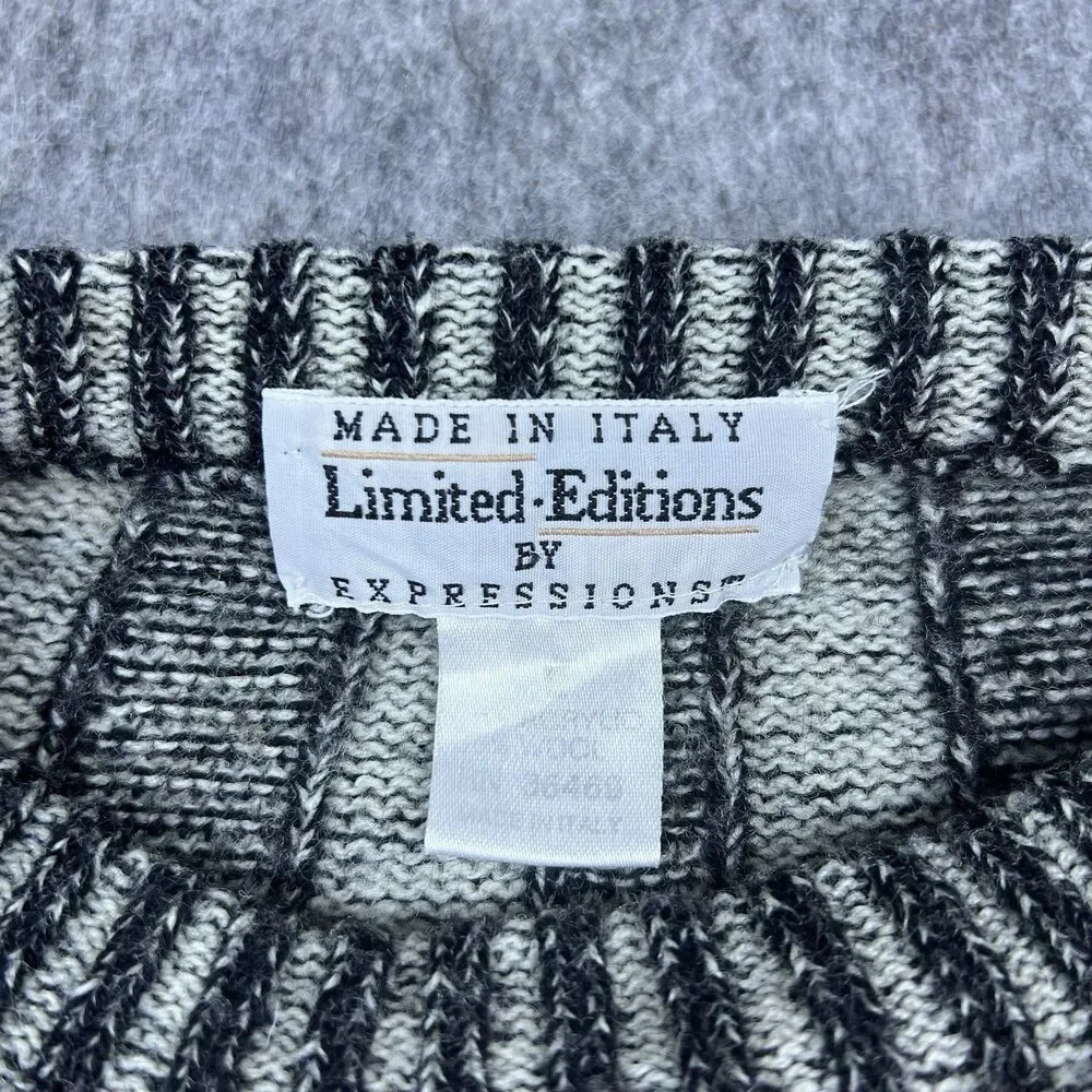 Vtg Limited Editions By Expressions Mens Sweater Gray Wool Made in Italy 90 Sz L